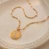 Light luxury vertical diamond lotus pattern pendant, snake bone chain, stainless steel collarbone chain, simple and niche high-end basic style, layered with gold jewelry Specification image